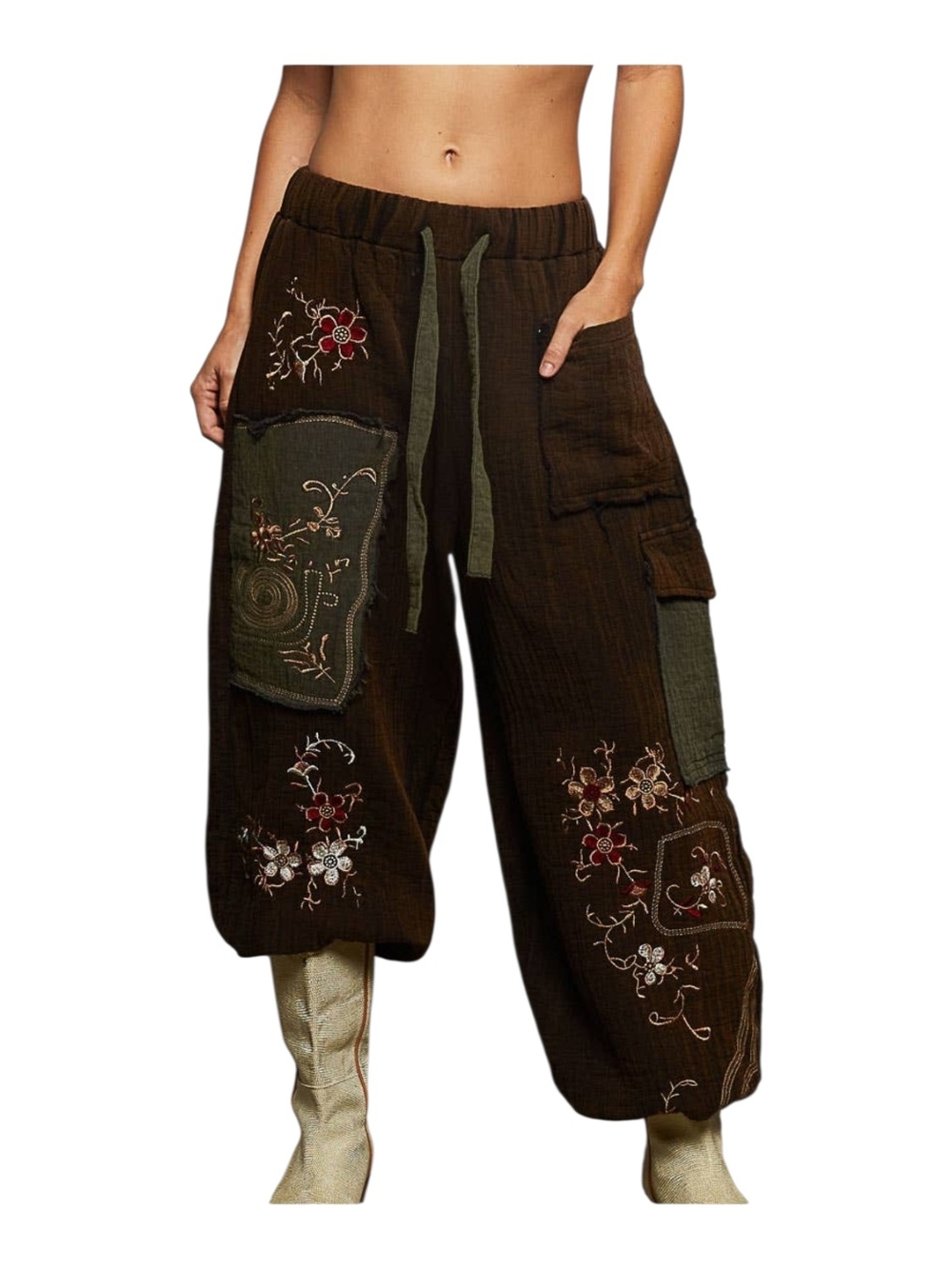 POL Floral Embroidery Carfo Joggers